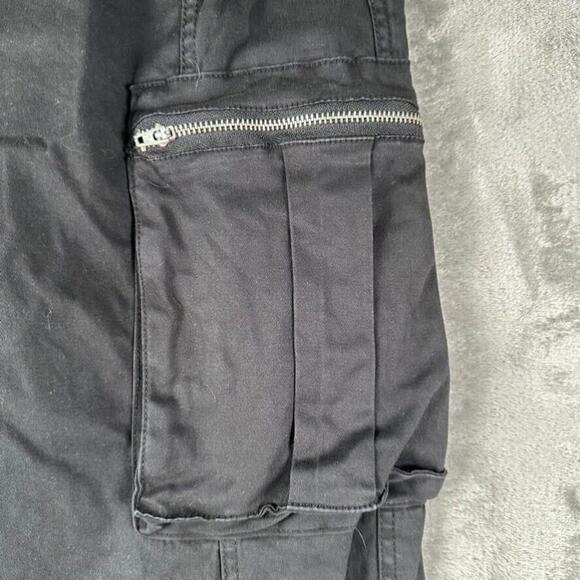 Forever 21 Cargo Pants Womens Large Black Zipper Skater Rockstar Grunge Y2K - Picture 3 of 12